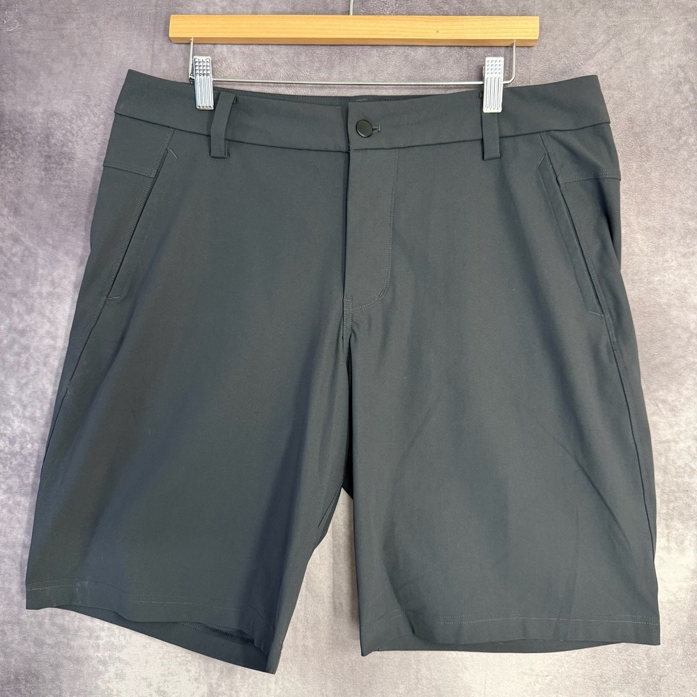 Lululemon Commission Shorts 36 Mens Charcoal Gray Golf Chino Tech 9 Inch Inseam
